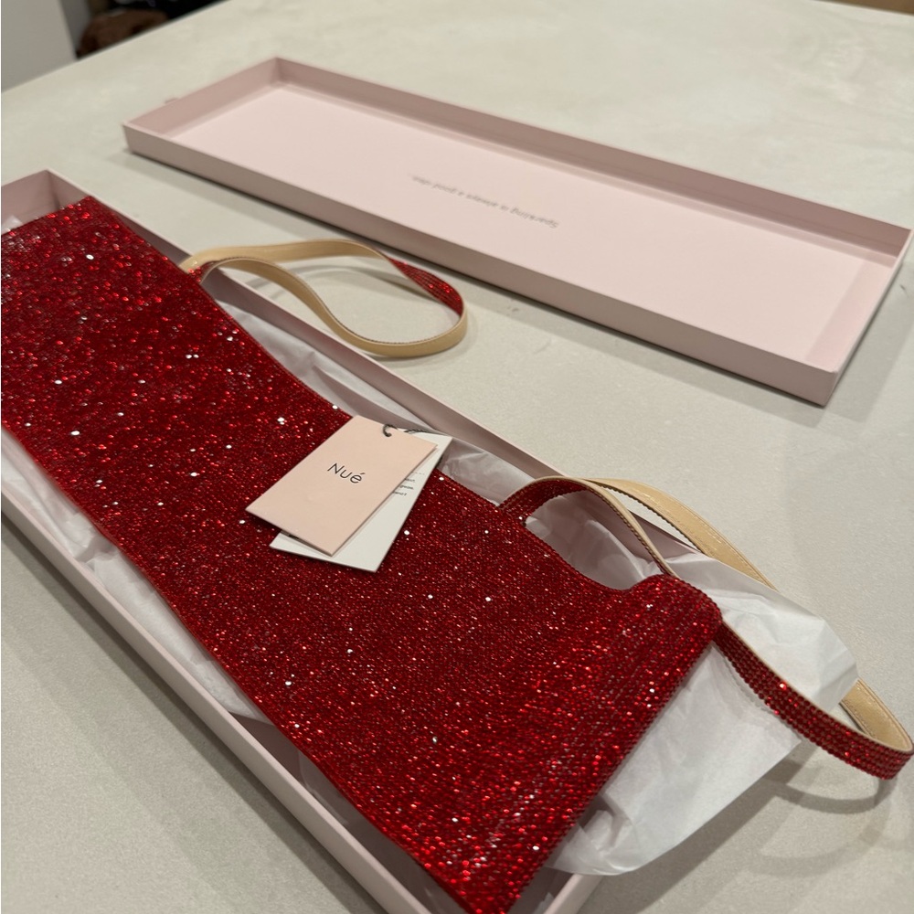 NWT Nue Studio S Rhinestone Festival Charlotte Bra Top Spicy Red Holiday Party